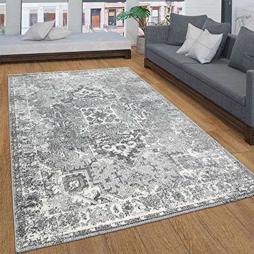 Paco Home Teppich Wohnzimmer Kurzflor Mit Vintage Ornamenten Orient Design, Verschiedene Styles, Grösse:120x170 cm, Farbe:Grau 2