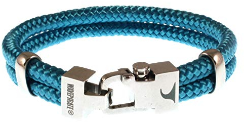 WAVEPIRATE® Segeltau-Armband Turn ST2 Blau 25 cm Edelstahl-Verschluss in Geschenk-Box Surfer Herrenarmband Männer
