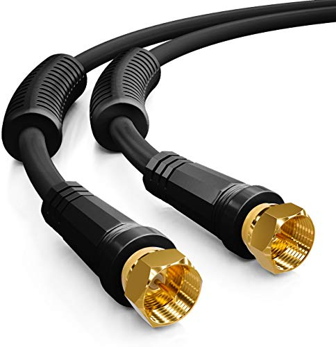 deleyCON 3,0m SAT TV Antennenkabel Koaxial Kabel HDTV 4-fach Schirmung DVB-S DVB-S2 Radio DAB Mantelstromfilter Ferritkern - Schwarz