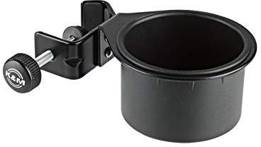 K&M 16024 Porte-cannettes Noir - surface de rangement pour gobelets et cannettes, vissable jusqu'à ø 3 cm, flexible et pratique