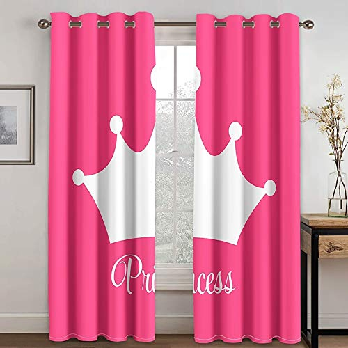 Bishilin Verdunkelungs Vorhänge Gardinen Blickdicht 2er Set, Kronen Prinzessin Vorhänge Gardinen mit Ösen Polyester214x160CM