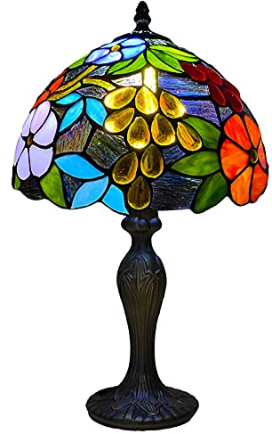 Auroh Tiffany Style Table Lamp Handcrafted Pastoral Gorgeous Flowers Lampshade Antique Table Lamps for Living Room Bedside Desk Bedroom (TFTL-1009)