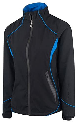 Island GREEN Womens Waterproof Stretch Jacket - Black/Turquoise - UK 14