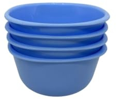 ECO Reusable Unbreakable Colourful Plastic Bowls Set of 4 Shatterproof 100% Food Safe Perfect for Camping, Indoor, Outdoor, and Picnic (Blue, Medium 1800ml)