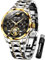 OUPINKE Herrenuhren Automatik Schwarz Mechanisch Selbstaufzug Skelett Luxus Saphirkristall Diamant Wolframstahl Wasserdicht Business Kleid Uhren Geschenke