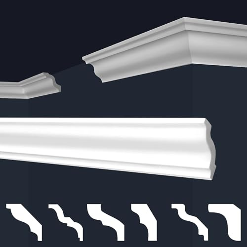 MARBET DESIGN Stuckleisten XPS Styropor weiß - Deckenleisten Deckenstuck Leisten E-Leisten - (2 Meter / 1 Leiste E-5)