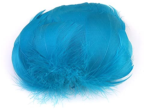 100 Stück Bunte Feder zum Basteln Naturfedern Gänsefedern Indianer Bastelfedern für DIY Kunstwerk Masken Hüte Ohrringe Haarschmucken Traumfänger Hochzeit Karneval Party Dekoration,5-8cm blauer See