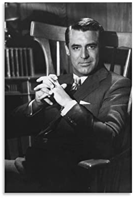 XXJDSK Poster Kunstdrucke Cary Grant Retro-Foto-Schwarz-Weiß-Porträt-Poster-Retro-Wandkunst-Cary Grant Retro-Poster-Home 60X90cm Kein Rahmen