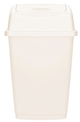Plastic Flip Top Rectangle 50L Litre Waste Bin Paper Rubbish Kitchen Swing Bins UK (Cream)