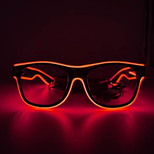 NIWWIN LED Brille, Cyberpunk LED Brille, flexibler Draht Neon Brille,Flashing LED Sonnenbrille Kostüme für Cosplay, Bar, Club, Partybrille, Geschenk, Party Gadgets, EDM, Halloween (1, Rot)