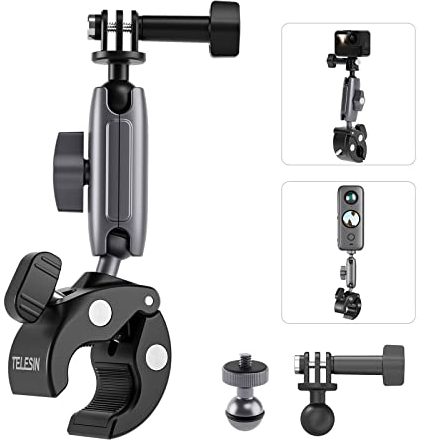 AuyKoo Motorrad Fahrrad Klemmleiste Kamerahalterung mit 360-Grad-Kugelhalterungsclip für Gopro Hero 13 12 11 10 9 8 7 6 5 Insta360 DJI und Andere Action-Kamera