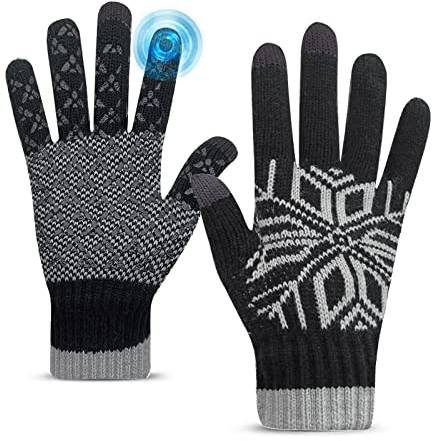 Long Keeper Winterhandschuhe Touchscreen für Herren Damen Winter Gestrickte Handschuhe Winddicht Warme Handschuhe Anti Rutsch Winter Fäustlinge Outdoor