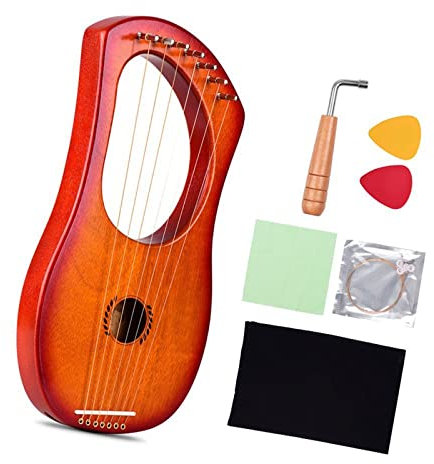 Arpa de liras Instrumento De Cuerda De Arpa De Lira De 7 Cuerdas con Bolsa De Transporte, Juego De Cuerdas, Llave De Afinación, 2 Uds.