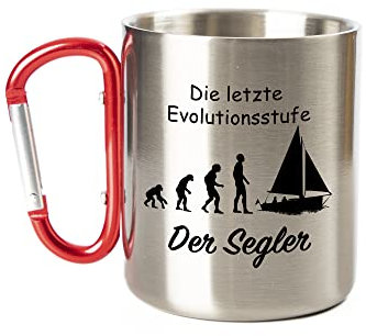 Tasse - Die letzte Evolutionsstufe - Der Segler - Edelstahl mit Karabiner