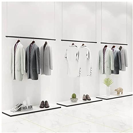 Hängendes Regal Für Bekleidungsgeschäfte Höhenverstellbare Kleiderstange Decke Stahldraht Hängende Seil Garment Rack Enthält Nur 1 Hängeständer (Farbe : Schwarz, Größe : 100cm)