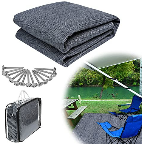 JOIEYOU Zeltböden Vorzeltteppich Zeltteppich, Outdoor Campingteppich 300x400cm HDPE Zeltunterlage mit Heringe, Vorzeltboden Markisenteppich inkl Tragetasche