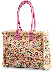 CORIOS Bolso Tote de Lona para Mujer Bolso de Mano para Estilo Boho Estilo Étnico Bolso Playa Bolso de Hombro con Borlas Gran Capacidad Bolsa de Ocio para Vacaciones Citas Viajes Compras Multicolor A