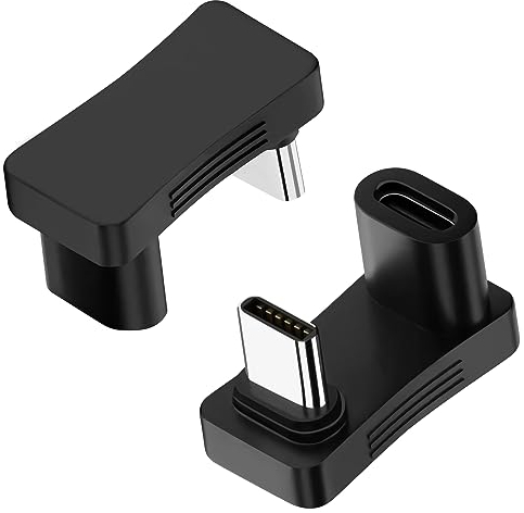 Seminer Adaptateur USB C Coudé à 180 Degrés (Lot de 2), Adaptateur USB C 3.1 Mâle vers Femelle en Forme de U, Adaptateur Coudé de Type C Compatible avec Steam Deck, Tablette USB-C, Téléphone USB-C