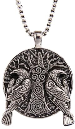 Viking Odin Raven Pendant Necklace - Mächtiger Wikinger Schmuck für Herren und Damen - Edelstahl Halskette mit nordischer Mythologie und keltischen Runen - Geschenk