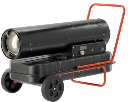 YATO 50KW Diesel direkte Heizkanone Ölheizgebläse Heizgerät Bautrockner Bauheizer Dieselheizer Heizgebläse 50L Tank mit Thermostat 340W Luftstrom 1100 m³/h Flammensicherung Fahrgestell