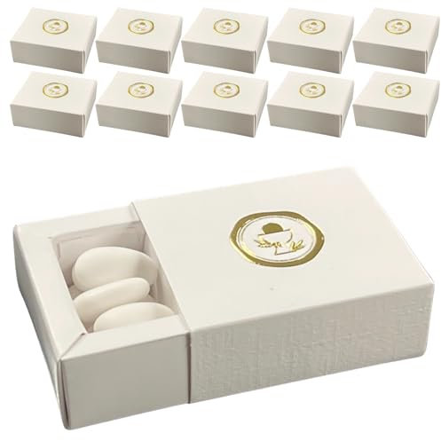 Regalami. Shop 10 Schachteln mit Golddruck für Gastgeschenke zur Erstkommunion, Tischkarten, Konfektschachteln (SCO)