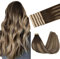 GOO GOO Tape in Extensions Echthaar, Tape Extensions Echthaar, 35cm 25g 10pcs, Extensions Echthaar, Haarverlängerung Echthaar, 4/26/4 Schokobraun bis Honigblond