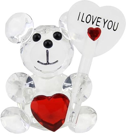 awakentti Rose Teddybär Kristall Stehender Bär Figur Kristall Tierfiguren Muttertag Valentinstag Weihnachten Geschenk Geburtstag Geschenk für Familie, EN2139300