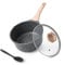 Kordisen Kasserollen Set mit Deckel, 2,5L Antihaftbeschichtete Kochtöpfe mit Granit-Beschichtung, Stielkasserolle mit Ausgießer, handlicher Mehrzweck-Induktionstopf, PFOA/PFOS-frei