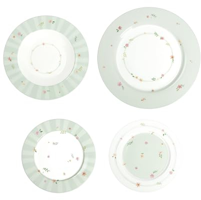 BRANDANI Polline Verde Servizio Tavola Piatti Set 18 Pezzi Porcellana