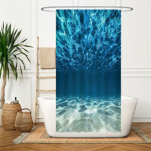 Ulticool Duschvorhang - Ozean Meer Ruhig Tauchen Aquarium Strand Sommer - Anti Schimmel - 120 x 200 cm – Waschbar – Wasserdicht - mit 8 Ringe - Blau