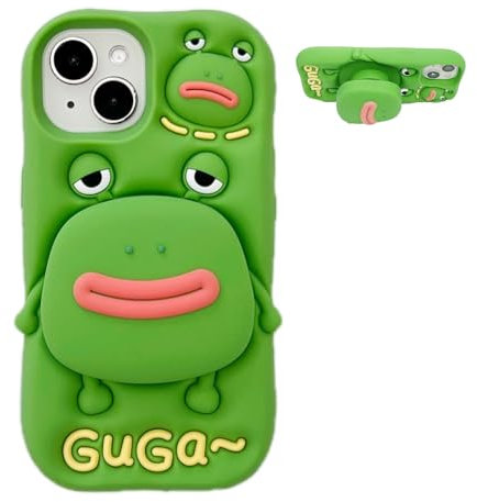 YAKVOOK 3D Cartoon Case for iPhone 11,Kawaii Phone Case Cute Funny Frog Bracket Case for Women Soft Silicone Shockproof Cover for iPhone 11