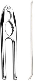 KIT 2 Pezzi Schiaccianoci in Acciaio Inox, per Noci, Mandorle, Nocciole, Anche Uso per Apri Granchio Crostacei Astice, Argento (16 x 3.6 cm)
