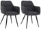 Mevsim Store Esszimmerstühle 2er Set Schwarz – Polsterstühle mit Armlehne aus Leinenstoff – Metallbeine – Elegant & Komfortabel – Lieferung in 1 Paket
