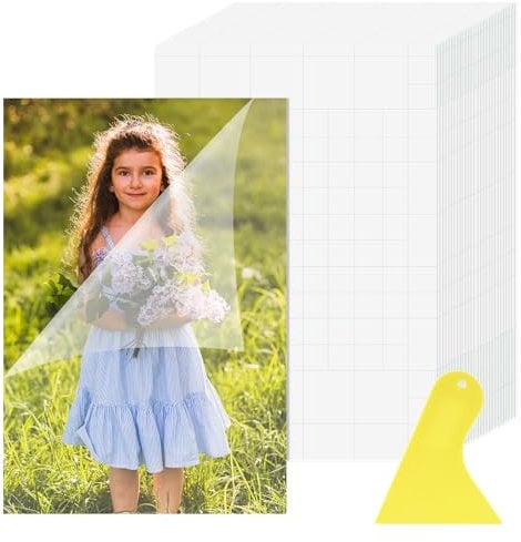 50 PCS Self-Adhesive Laminating Sheets 6 × 4 inches Clear Laminating Sheets No Machine Needed Adhesive Sheets No Heat Waterproof Lamination Sheet Paper for Business Card Photo Stickers