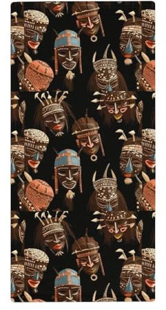 JKLQWH Korallen-Fleece-Handtuch, superweiches Faser-Handtuch, afrikanisches Ritual, ethnisch, Tribal-Druck, Haartrockner-Handtuch, Yoga-Handtuch, Verwendung als Bad, Fitness, Badezimmer, Dusche, Sport