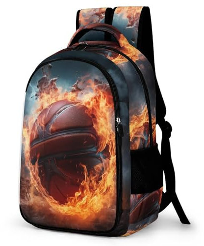 TPISLI Kinder Rucksack Basketball, Schultaschen Für Jungen Und Mädchen Kinder Schultaschen Flame Basketball Schulrucksack Reise Camping Casual Daypack Für Schüler