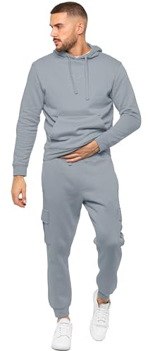 989Zé ENZO Mens Tracksuit Hooded Fleece Sweatshirt Overhead Hoodie Pullover Casual Fleece Cargo Combat Joggers Sweatpants Set