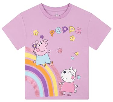 Peppa Pig T Shirt Mädchen | Baumwolle Mädchen T-Shirt | Glitzerndes Kurzarm Tshirt Kinder