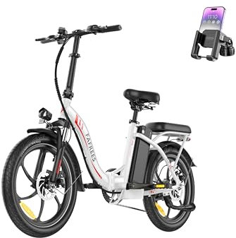 Fafrees F20+ 20 Zoll Faltrad E-Bike Fatbike (2025) - 36V 20AH Akku, 250W Motor, 140kg Traglast, 25km/h, E-MTB 20° - Unisex Elektrofahrrad für Damen & Herren (Handyhalter, Weiß)