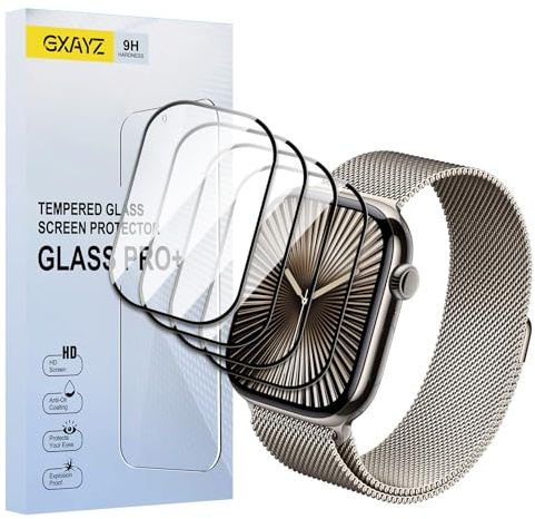 GXAYZ [4 Pieces Protection écran pour Apple Watch Series 10 (GPS 46 mm),Protecteur Films Couverture complète TPU Anti-Rayures Screen Protector, Dureté 9H, Sans Bulles, HD Clarté