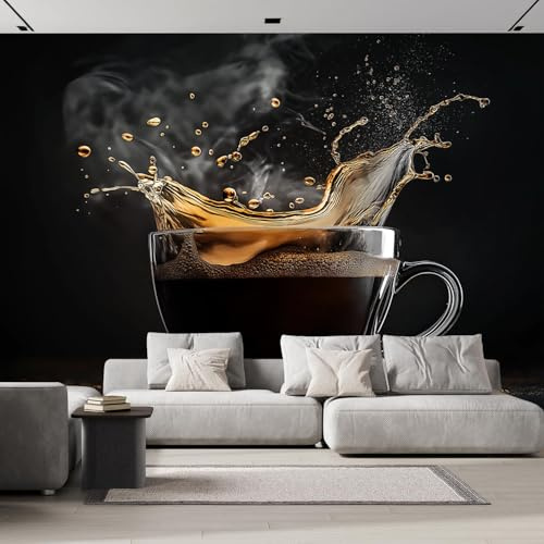 Fototapete Kaffeetasse 250x175cm Schlafzimmer Wohnzimmer Seide XXL Wandtapete Kaffee-Thema Fototapeten Bildtapete 3d Effekt Wand Dekoration