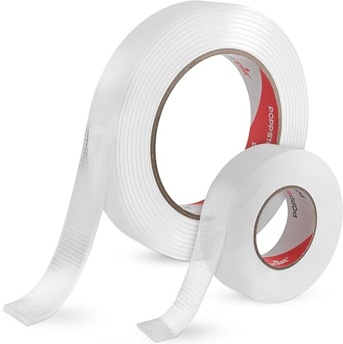 POPPSTAR 2 Rollen doppelseitiges Klebeband (3 m x 2 cm x 1 mm/2 mm) Nano-Klebeband, transparent