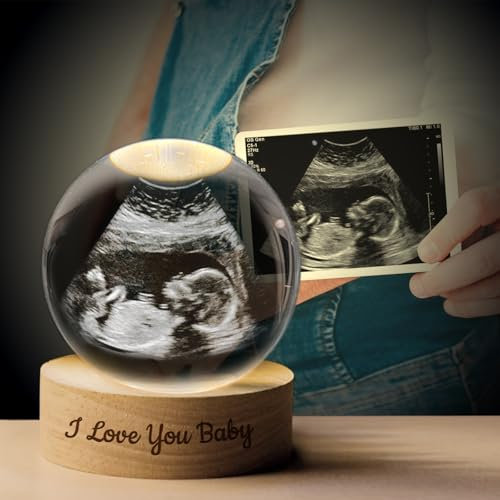 Personalisierte Ultraschall-Foto-Kristallkugel, Personalisierte Foto Kristall Dekorative Kugel mit Licht Halter, Individuelle Foto & Text Kristall Bildrahmen Dekorative, Geschenk für Mama Papa