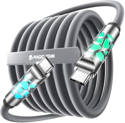 MAGIC JOHN 240W Fast Charging Cable, USB C to C Charge Cable (4 ft/1.2m) | C to Type C Charger Cables Fast Charging for iPhone 17/16/15, iPad Pro, Samsung Galaxy, MacBook Pro (Gray)