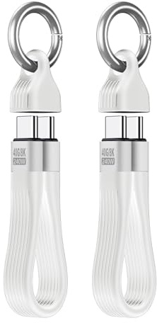 Leehitech 240W Short USB C Cable Keychain, 40Gbps 8K Fast Charge, 2 Pack | 5 inch portable 60Hz display cord for iPhone 16, MacBook, Galaxy & Thunderbolt 4/3.