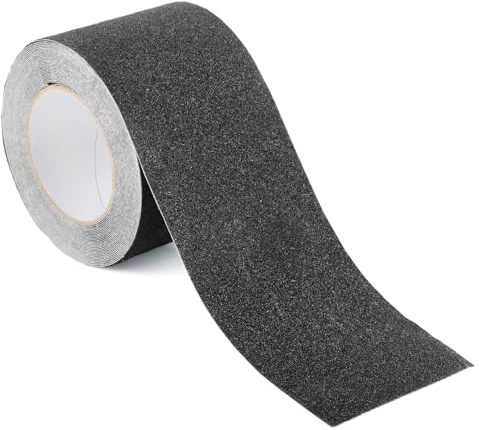 Dwitkul Cinta Antideslizante Escaleras 100mm x 10m - Cinta de Seguridad, Cinta Adhesiva Antideslizante para Escaleras, Rampas y Suelos Interior/Exterior.(Negro)