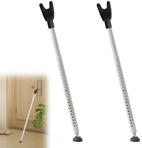 Tope De Puerta, 2PCS Barra De Seguridad Para Puertas Con Base Antideslizante De 360° Altura Ajustable 48-138cm Para Puertas Correderas Ventanas De Entrada De Patio Apartamentos Y Viviendas