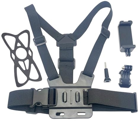 Brustgurte inklusive Handy-Clip mit 360-Grad-Drehung, 6 cm bis 10 cm für optimale Aufnahmen, Fahrradhalterung