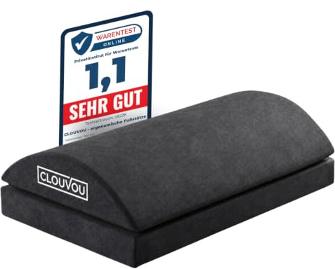 CLOUVOU SmartRest Ergonomische Fußstütze Schreibtisch [TESTSIEGER] Fußhocker höhenverstellbar - Fußablage Schreibtisch - Fußstütze Büro - Fußkissen für Homeoffice - Traumhaft Flauschig