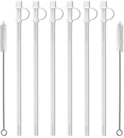 15 Flexible Straws for Jumbo Mugs (6) with 2 Straw Cleaning Brushes